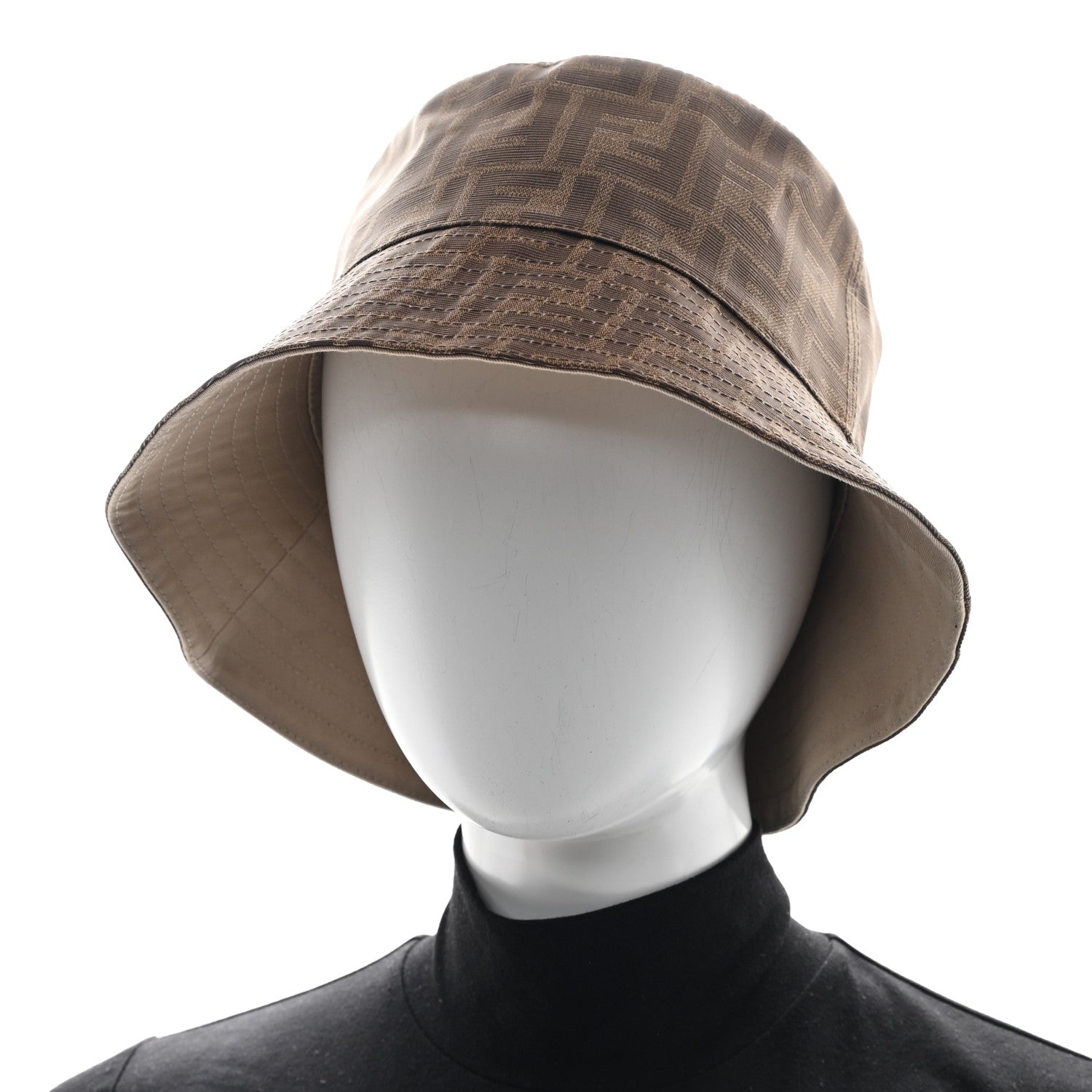 Fendi Technical Fabric FF Reversible Bucket Hat S Tobacco Beige 2 of 13