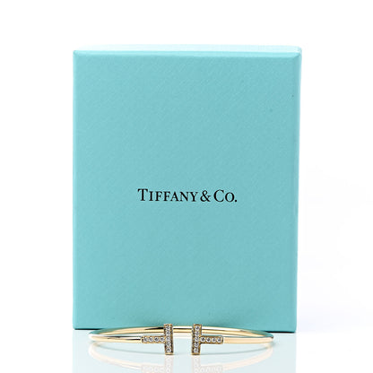 Tiffany 18K Yellow Gold Diamond T Wire Bracelet 5 of 5