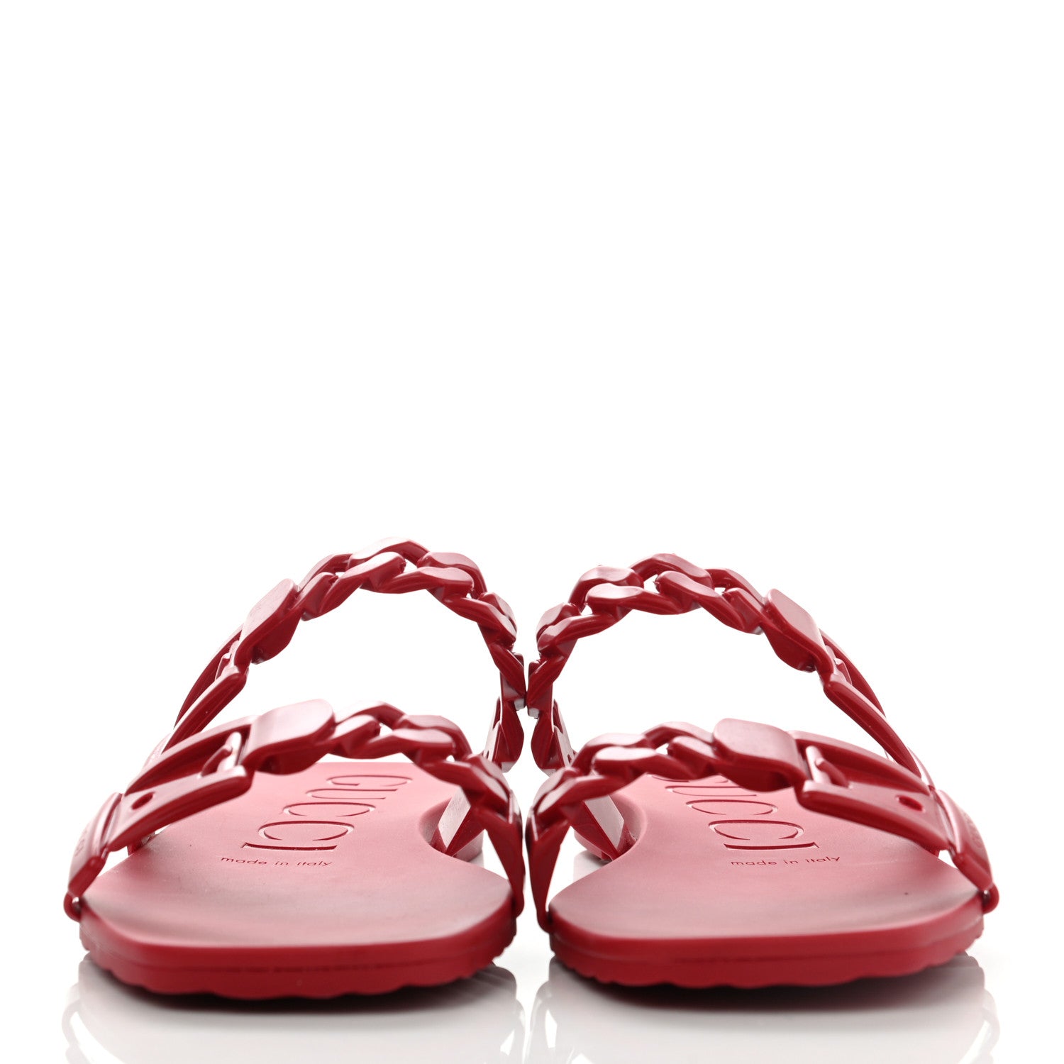 Gucci Rubber Womens Slide Sandals 37 Hibiscus Red 2 of 8