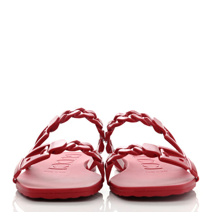 Gucci Rubber Womens Slide Sandals 37 Hibiscus Red 2 of 8