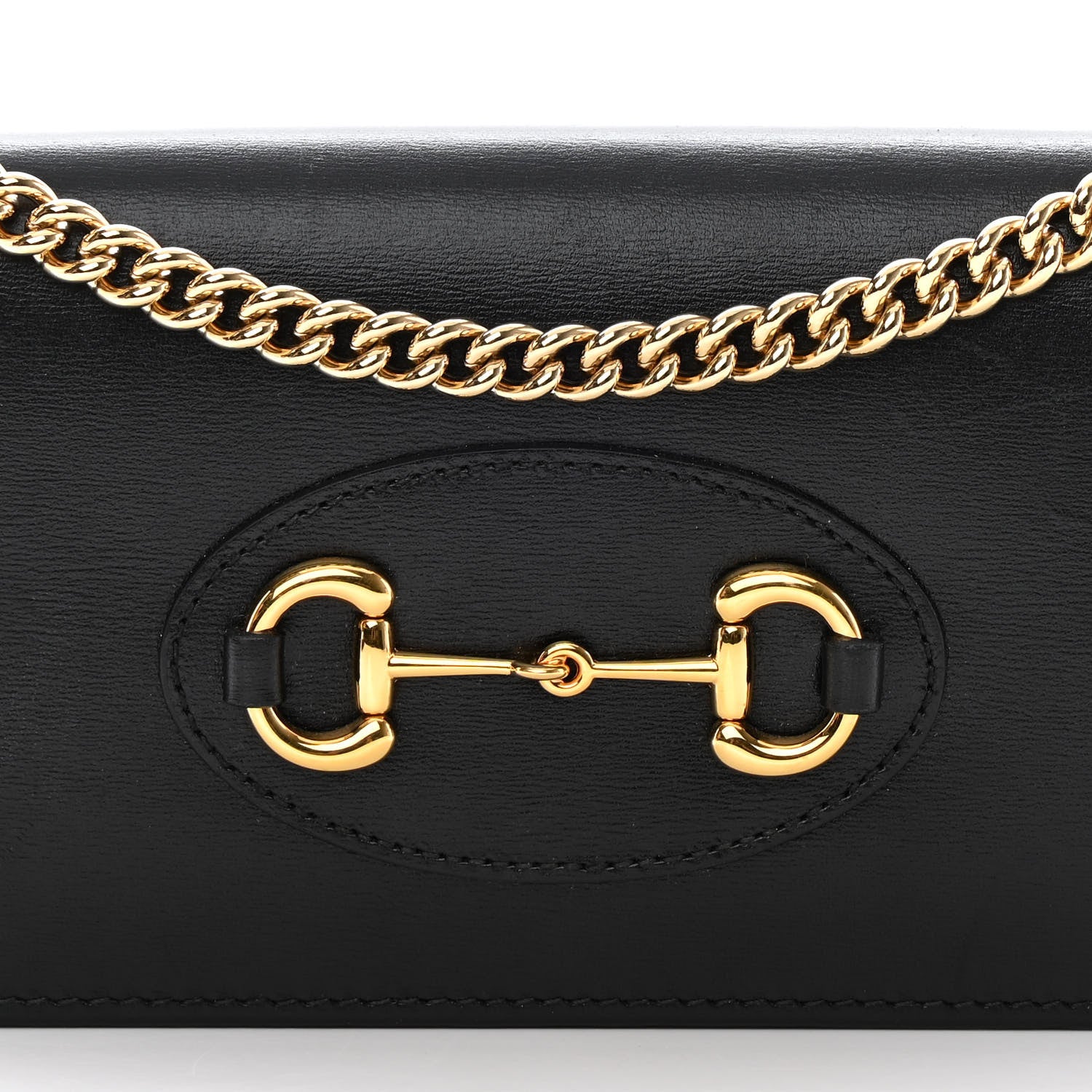 Gucci Boarded Plutone Calfskin Horsebit 1955 Wallet On Chain Black 8 of 16