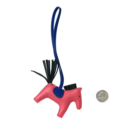 Hermes Milo Lambskin Grigri Rodeo Horse Bag Charm PM Rose Azalee Vert Cypress Bleu Electrique 2 of 3