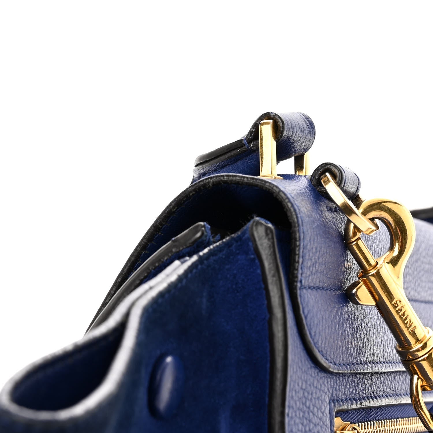 Celine Drummed Calfskin Suede Medium Trapeze Indigo 17 of 19