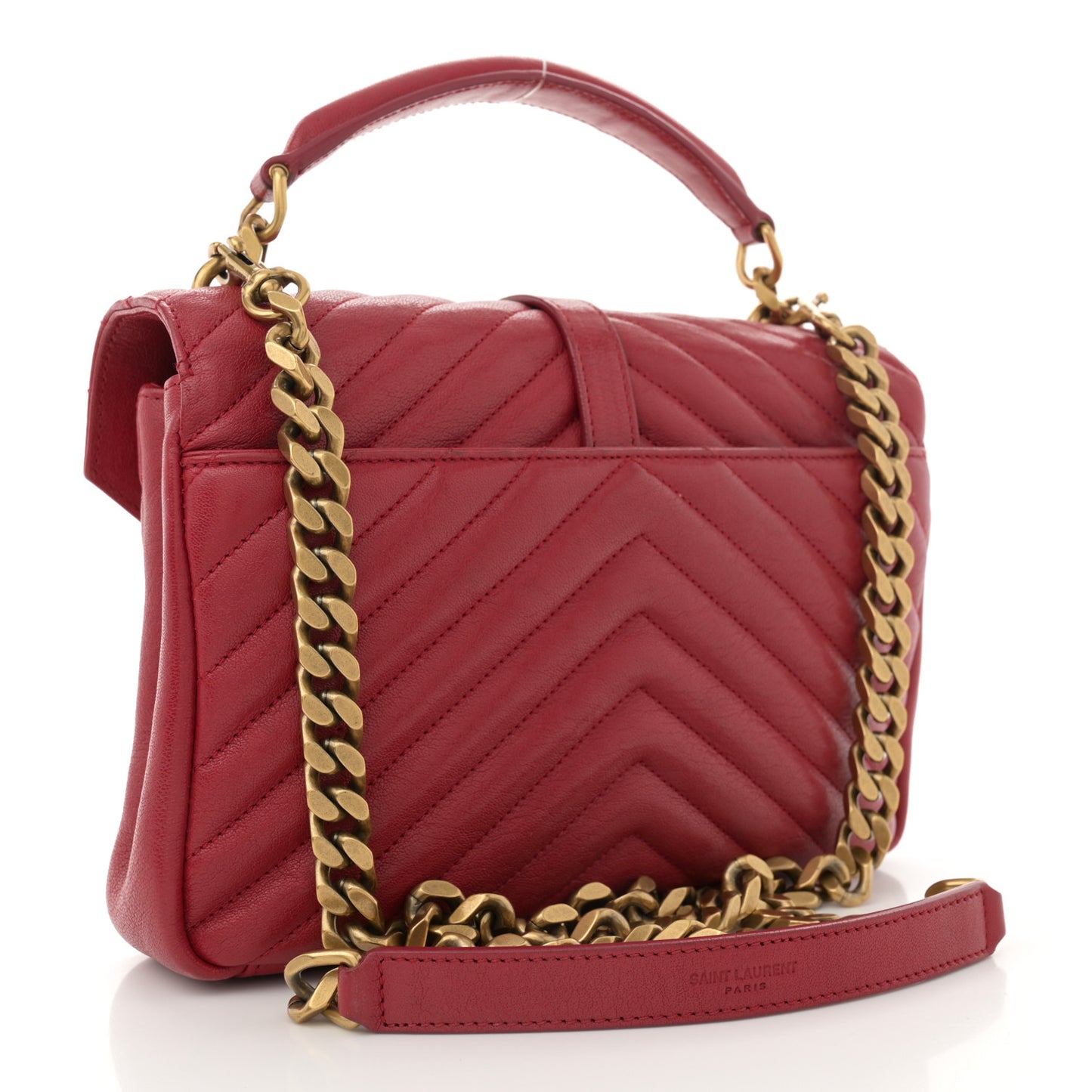 Sheepskin Matelasse Chevron Monogram Medium College Bag Rouge