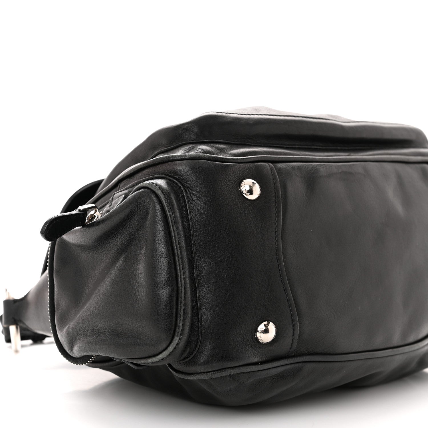 Prada Cervo Antik Easy A Foldover Pushlock Flap Shoulder Bag Black 8 of 12