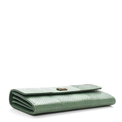 Chanel Snakeskin CC Long Flap Wallet Vert Fonce 8 of 10