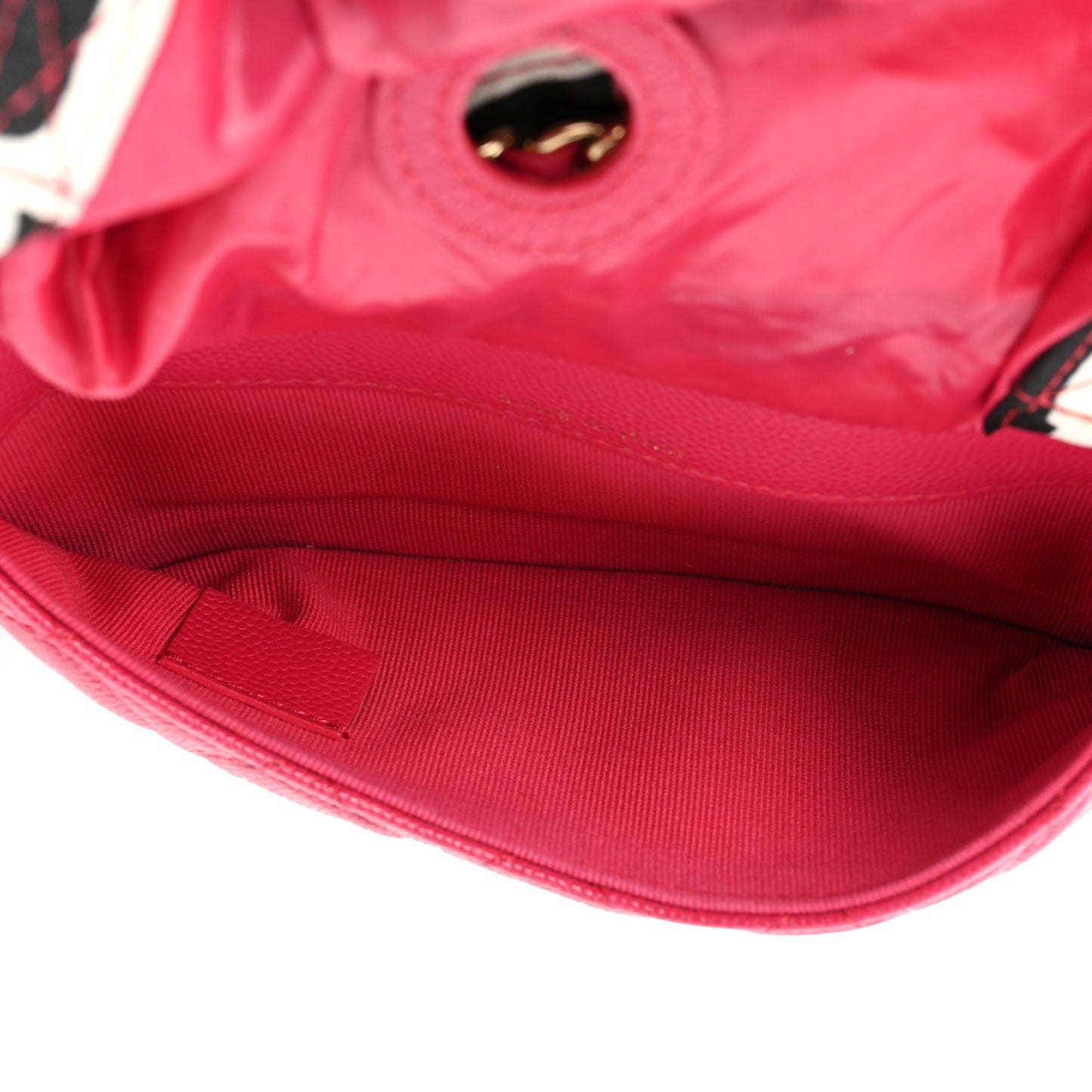 Caviar Fabric Quilted Foldable Tote With Chain Pink Multicolor
