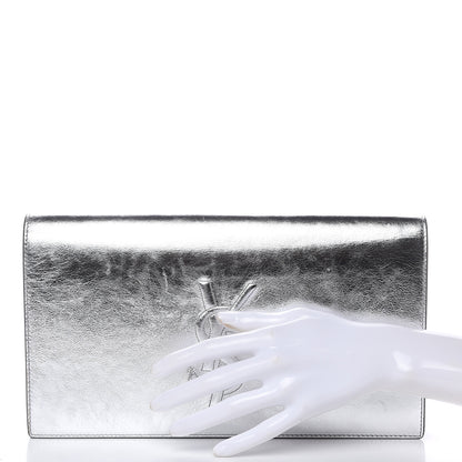 Saint Laurent Metallic Calfskin Monogram Large Belle De Jour Clutch Silver 2 of 7