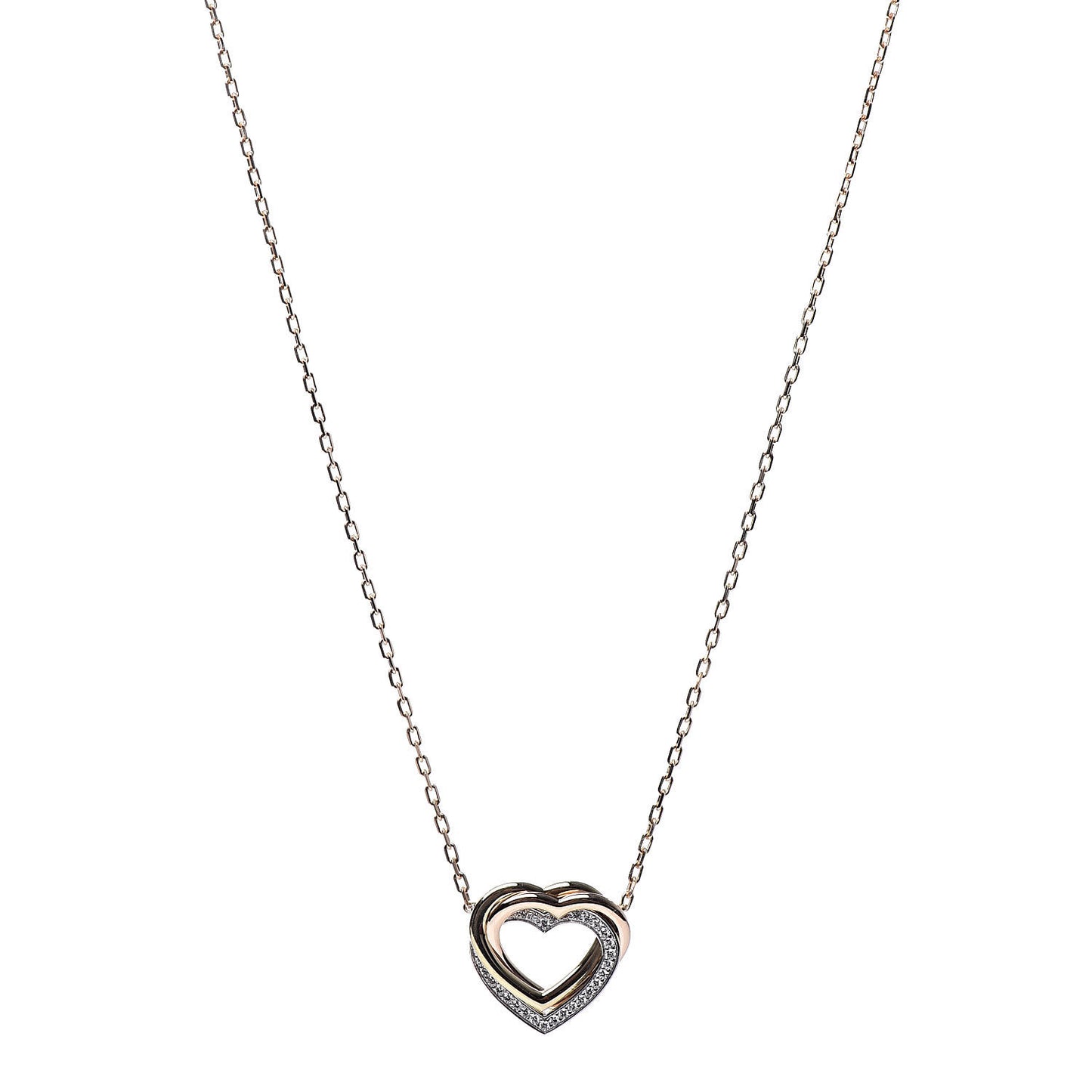 18K Pink Yellow White Gold Diamond Trinity Heart Pendant Necklace