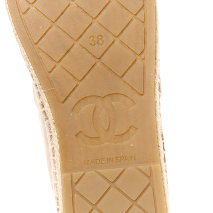 Chanel Velvet Logo Espadrilles 38 Beige Black 6 of 9