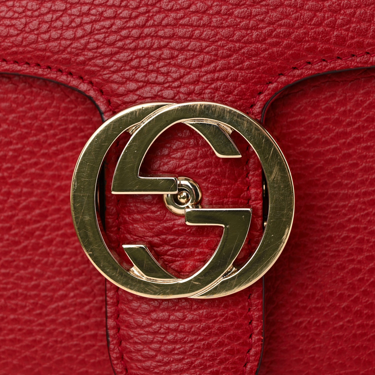 Gucci Dollar Calfskin Interlocking G Shoulder Bag Red 13 of 21
