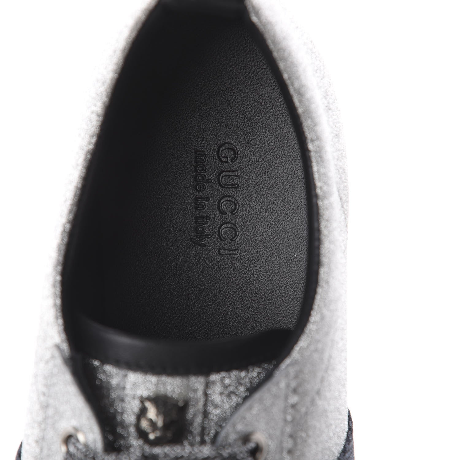 Gucci Glitter Fabric Studded Web Sneakers 39 Silver 6 of 7