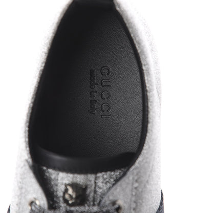Gucci Glitter Fabric Studded Web Sneakers 39 Silver 6 of 7