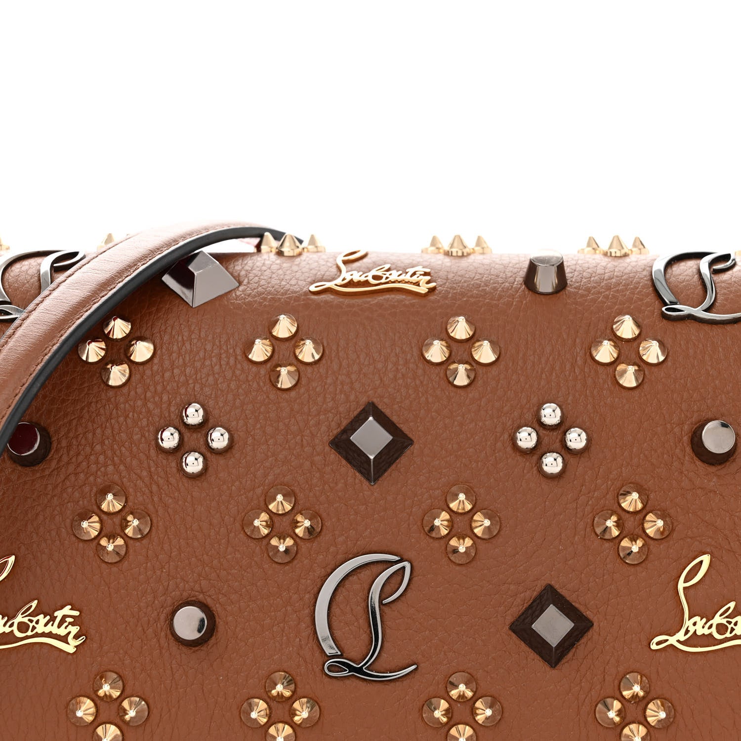 Christian Louboutin Calfskin Spikes Loubinthesky Paloma Clutch Biscotto 9 of 11