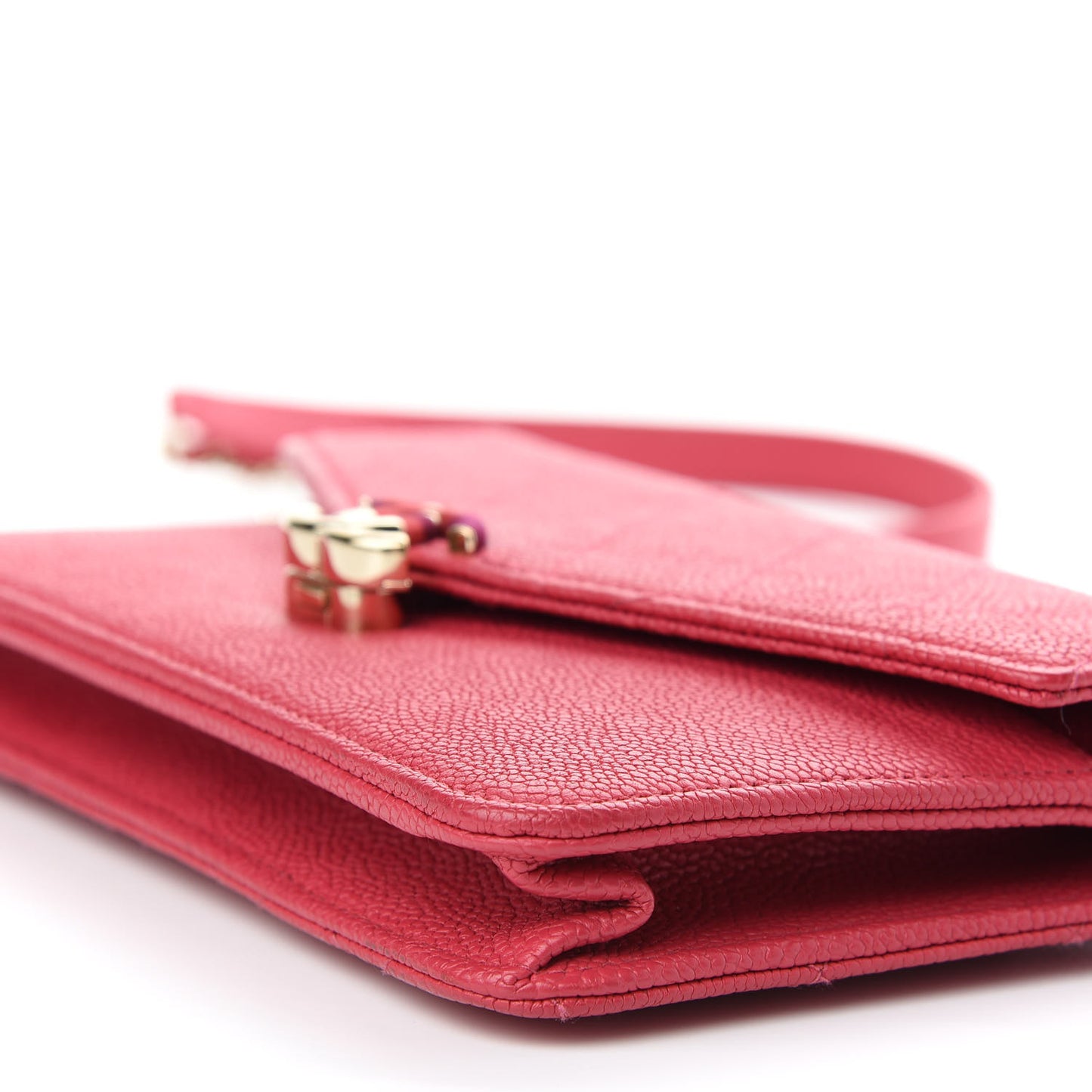 Grained Calfskin Quilted Cuba Wallet On Chain WOC Pink