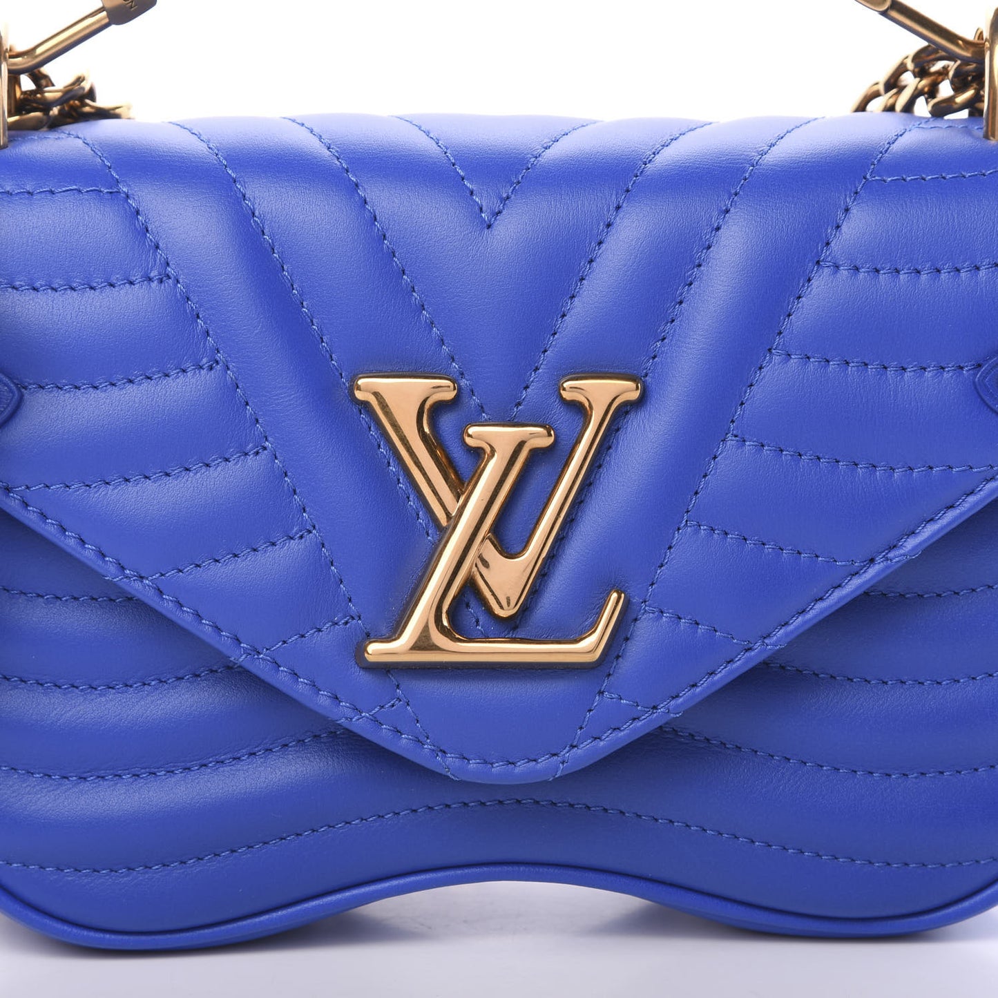 Calfskin New Wave Chain PM Blue Neon