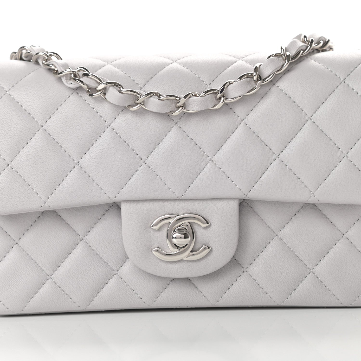 Chanel Lambskin Quilted Mini Rectangular Flap Grey 8 of 11