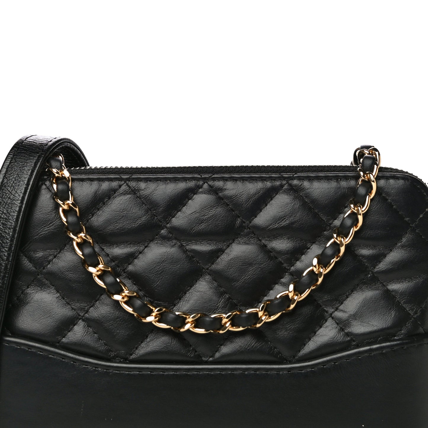 Aged Calfskin Quilted Small Gabrielle Clutch With Chain Black