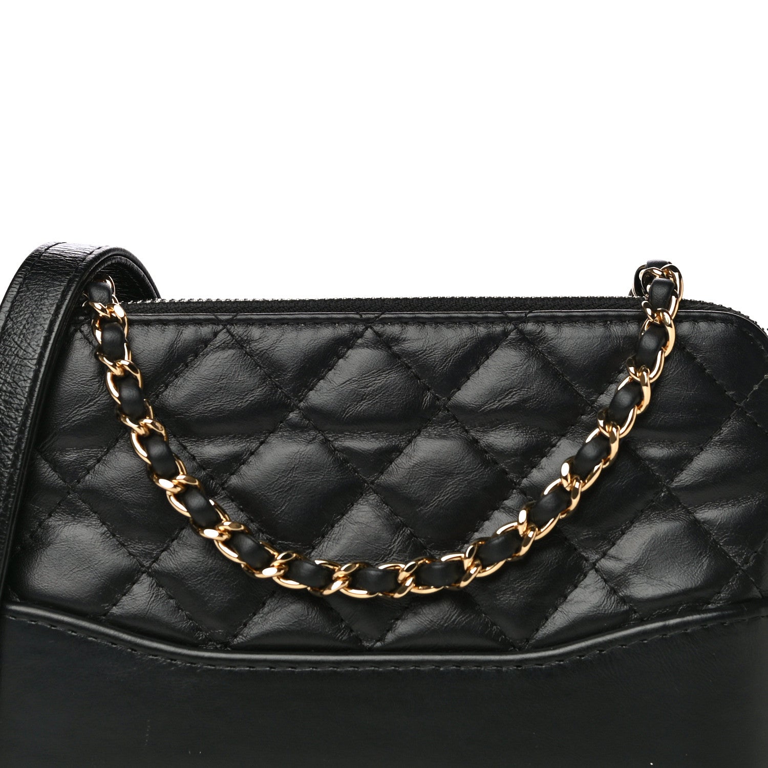 Chanel Aged Calfskin Quilted Small Gabrielle Clutch With Chain Black 9 of 14