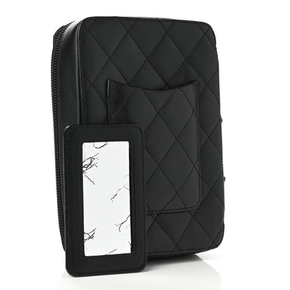 Chanel Calfskin Quilted Cambon Zip Around Cosmetic Pouch Black 3 of 10