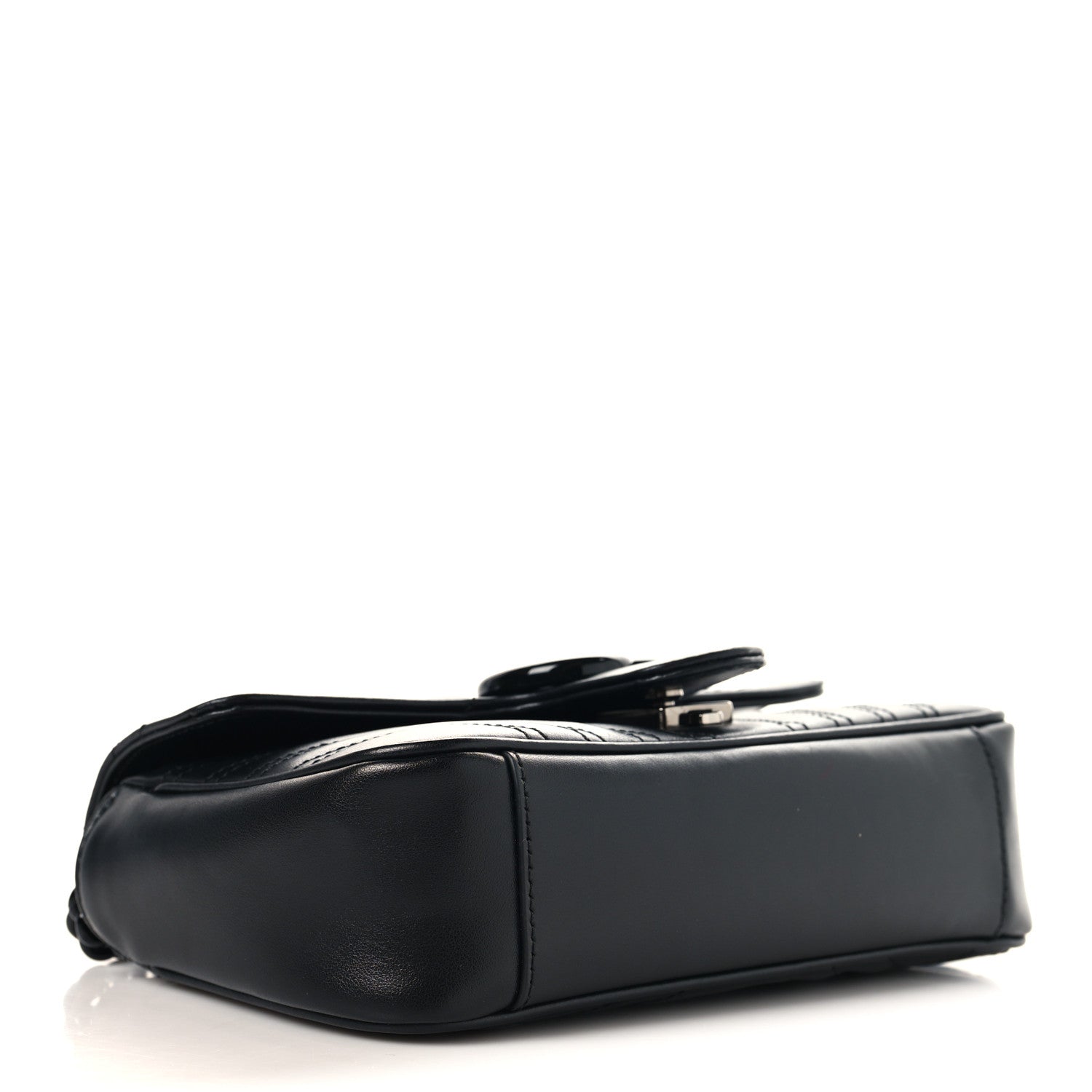 Gucci Calfskin Matelasse Monochrome Mini GG Marmont Shoulder Bag Black 4 of 11