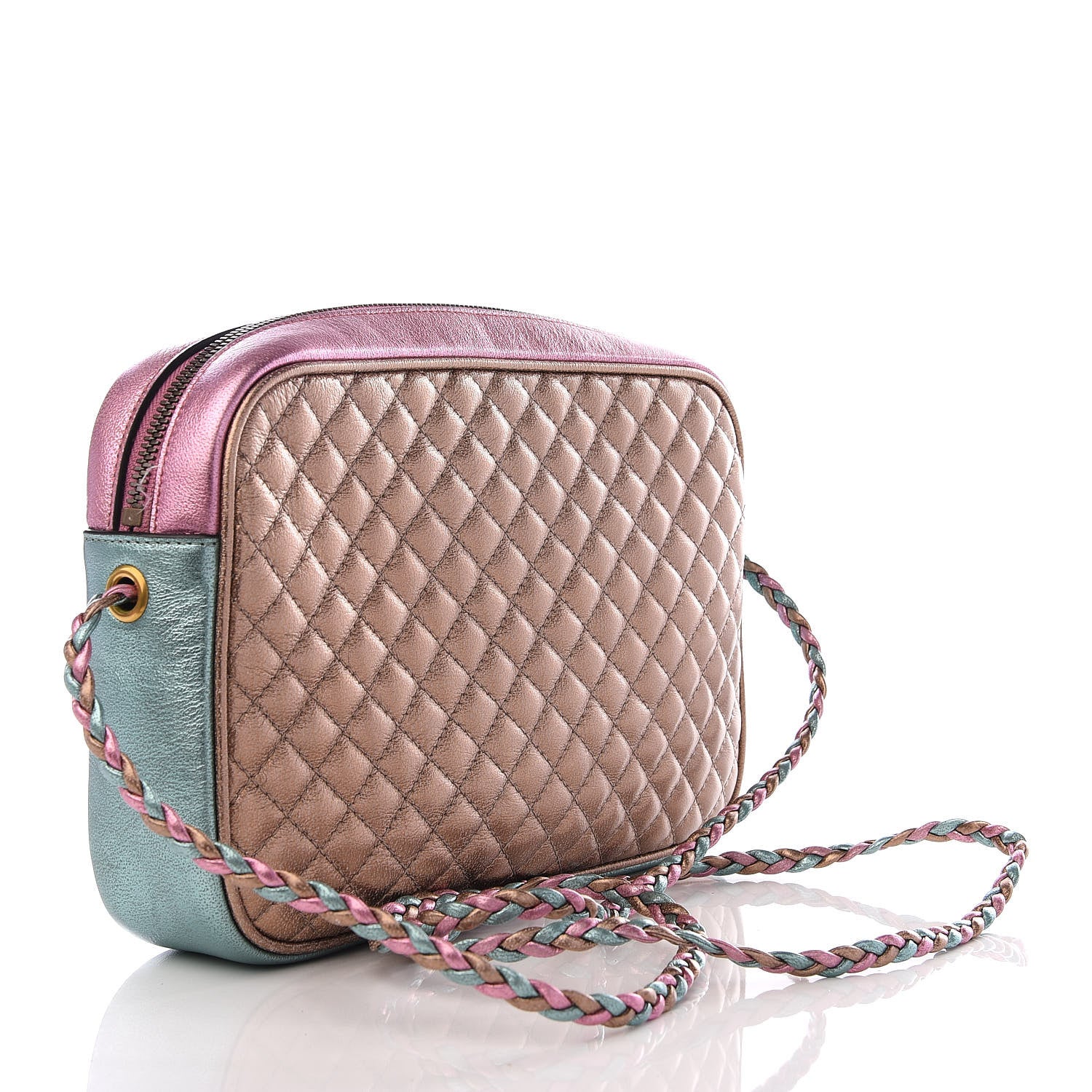 Gucci Laminated Nappa Trapuntata Small Zumi Shoulder Bag Rosa Lago Rame 2 of 8
