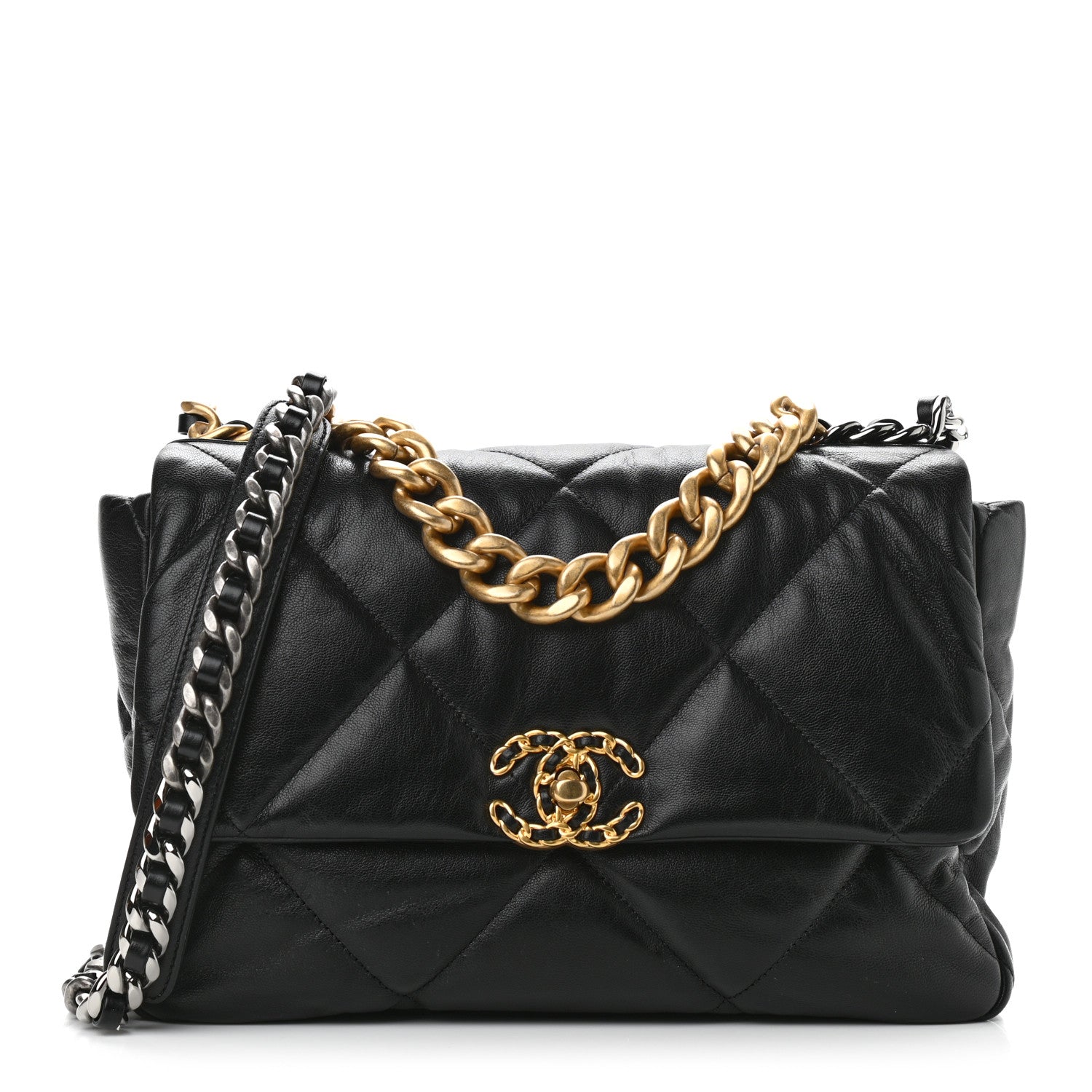 Chanel Goatskin Quilted Large Chanel 19 Flap Black 1 of 10