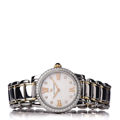 David Yurman Stainless Steel 18K Yellow Gold Diamond Bezel Mother of Pearl 30mm Classic Quartz Watch 3 of 6