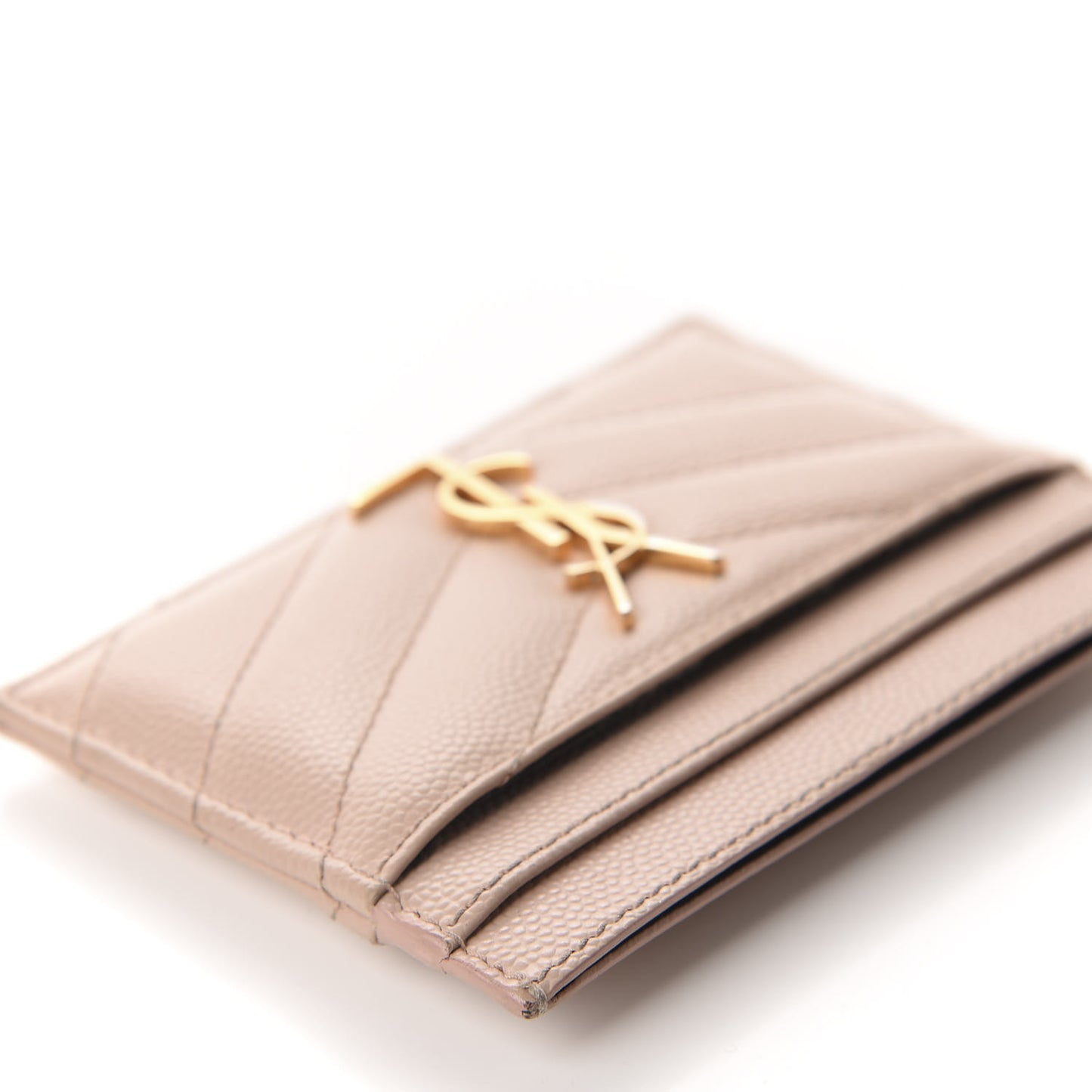 Grain De Poudre Matelasse Chevron Monogram Credit Card Case Pale Pink