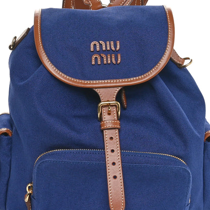 Miu Miu Canapa Soft Calfskin Backpack Bluette Brandy 7 of 9
