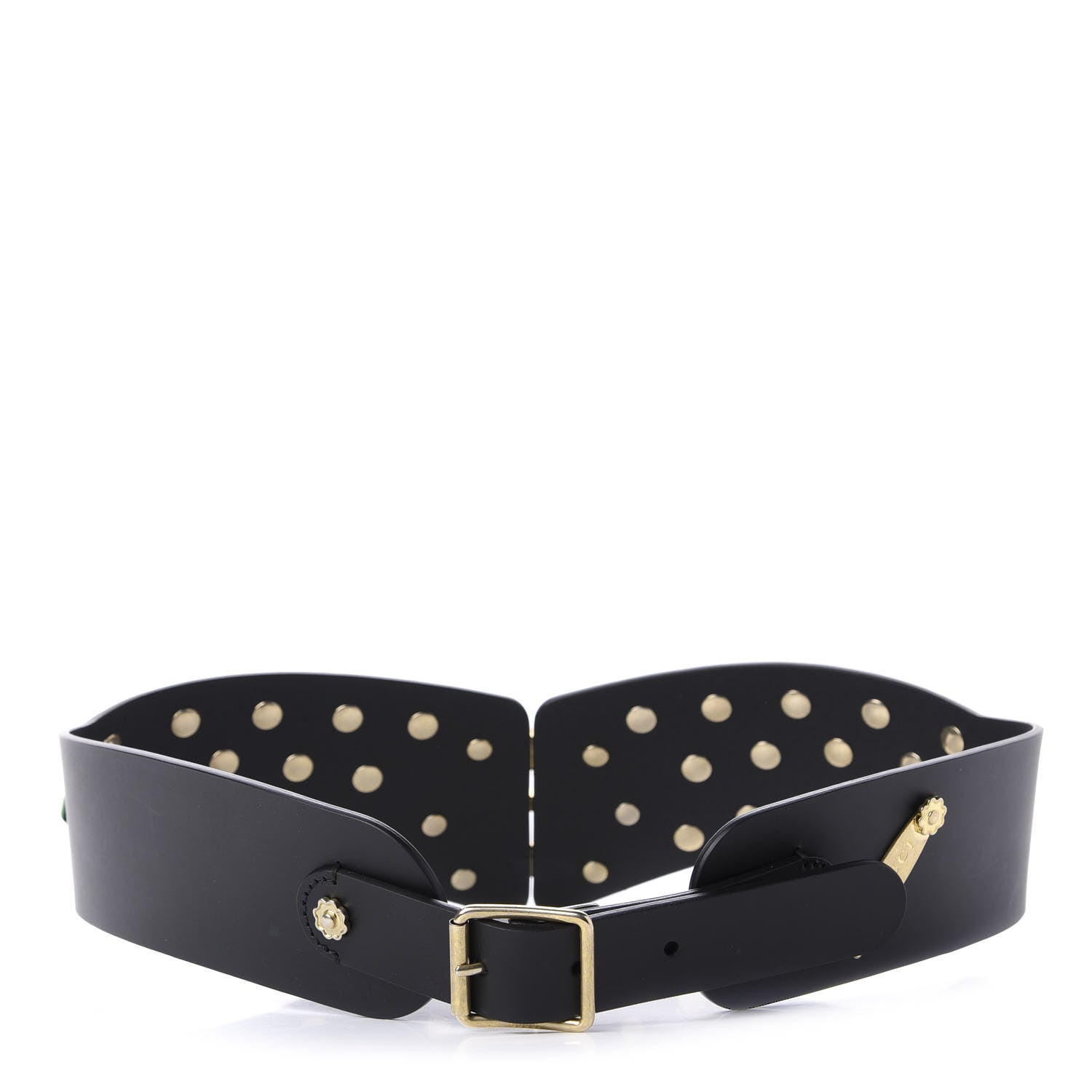 Gucci Calfskin Studded Torchon GG Marmont Selleria Belt 80 32 Black Multicolor 2 of 3