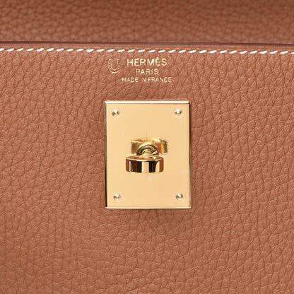 Hermes Taurillon Clemence Retourne Horseshoe Kelly 28 Gold 20 of 40