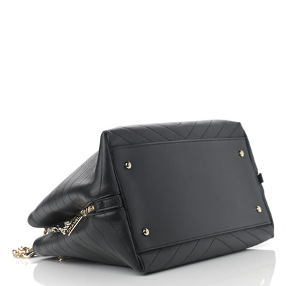 Chanel Calfskin Stitched Large Chevron Chic Shopping Bag Black 4 of 10