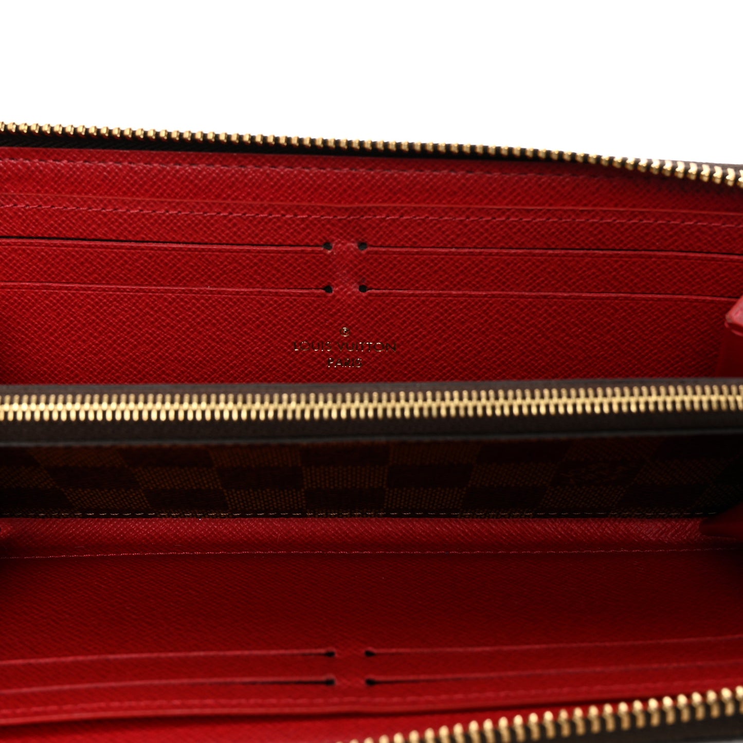 Damier Ebene Clemence Wallet Cherry