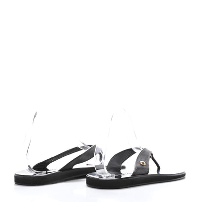 Louis Vuitton Calfskin Mens Thong Sandals 8 Black 4 of 6