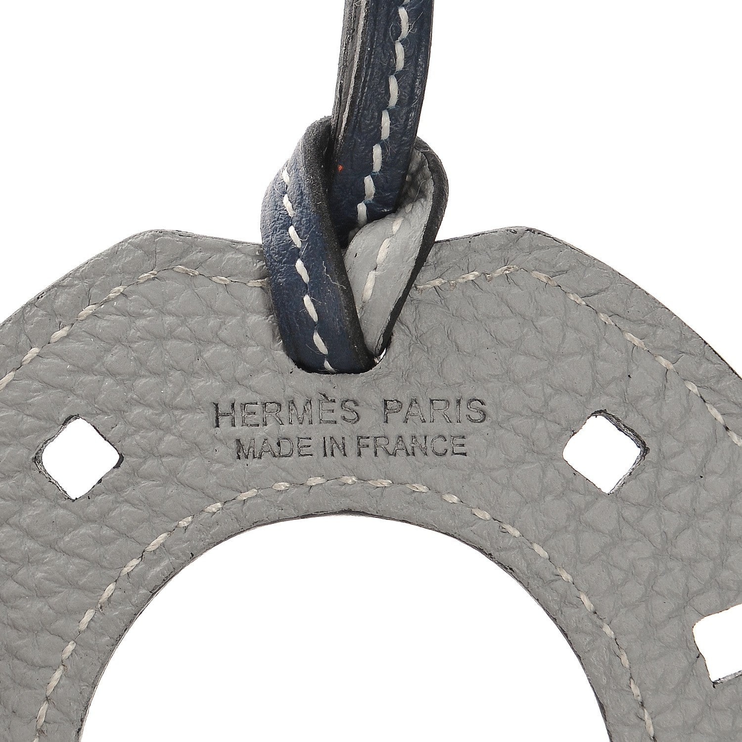 Hermes Togo Paddock Horseshoe Bag Charm Bleu Indigo Gris Mouette 3 of 4