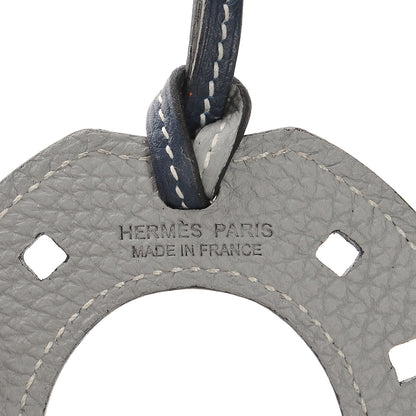 Hermes Togo Paddock Horseshoe Bag Charm Bleu Indigo Gris Mouette 3 of 4