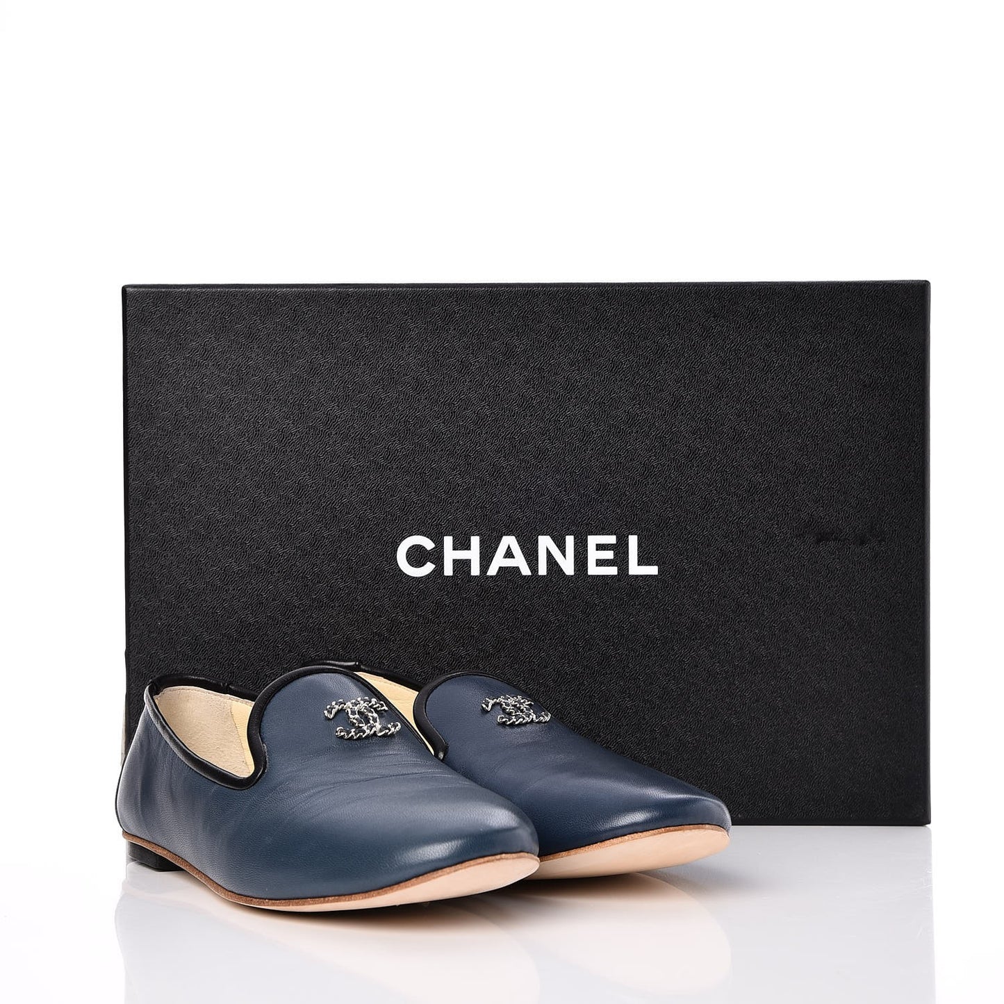 Lambskin CC Mocassin Loafers 35 Dark Blue