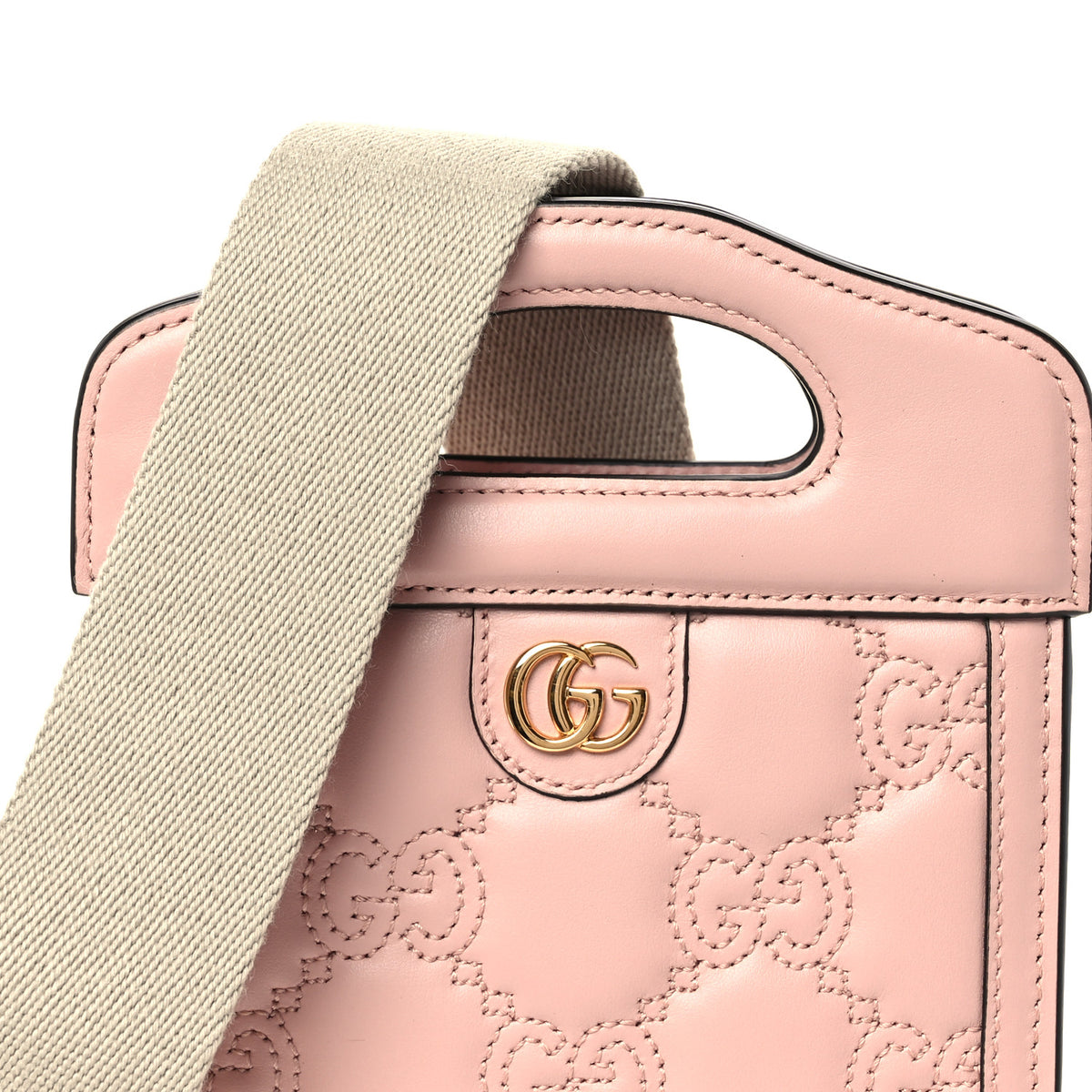 Gucci Calfskin GG Matelasse Mini Top Slip Handle Crossbody Bag Perfect Pink Natural 8 of 10