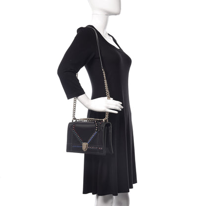 Christian Dior Calfskin Crystal Embroidered Medium Diorama Flap Bag Black 2 of 11