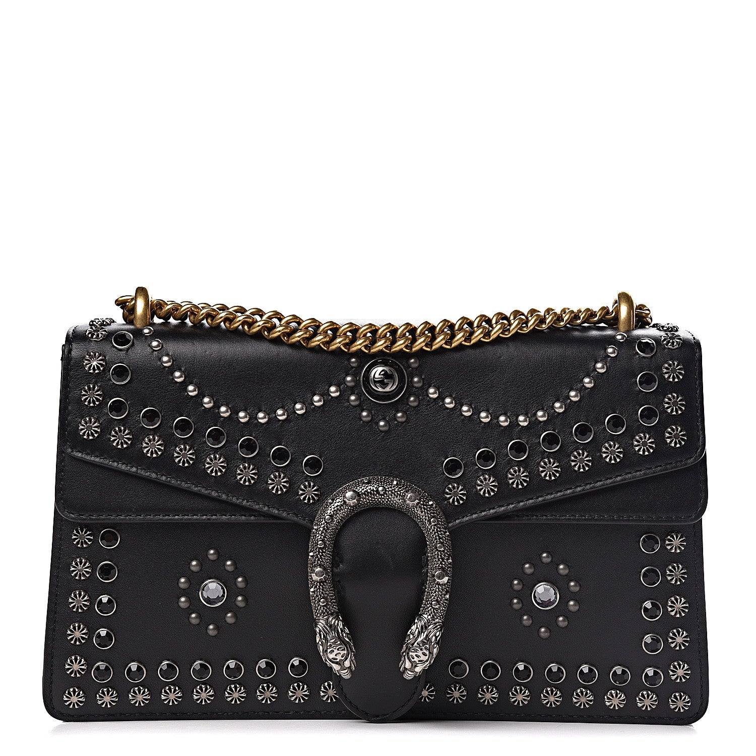 Gucci Calfskin Studded Small Dionysus Shoulder Bag Black 1 of 14