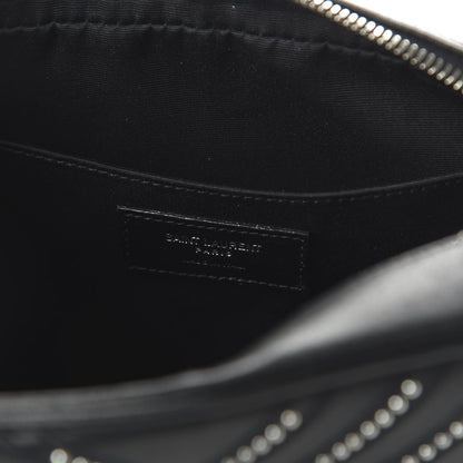 Saint Laurent Calfskin Studded Matelasse Monogram Lou Camera Bag Black 8 of 9