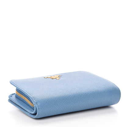 Prada Saffiano Metal Compact Wallet Bluette Mare 4 of 8