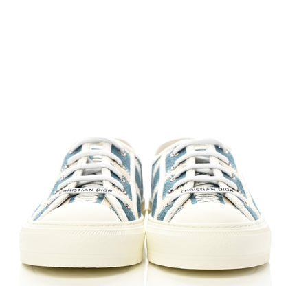 Christian Dior Cotton Embroidered D-Stripes Walk'N'Dior Low Top Sneakers 40 Deep Ocean 2 of 8