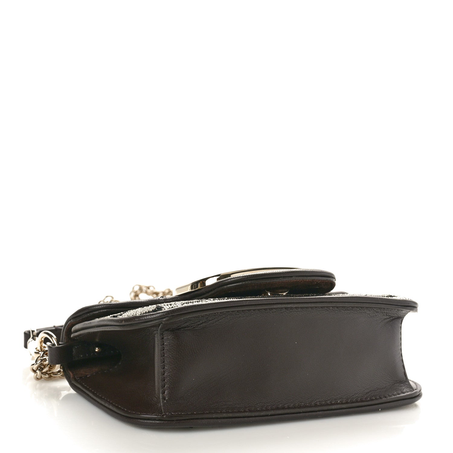 Valentino Garavani Sequins Toile Iconographe Calfskin Beaded Vlogo Small Loco Shoulder Bag Argento Black Fondant 4 of 9