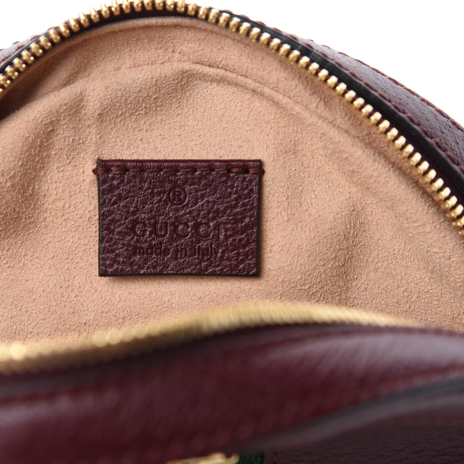 Gucci Soft Textured Calfskin Web Mini Ophidia Round Shoulder Bag Vintage Bordeaux 8 of 10
