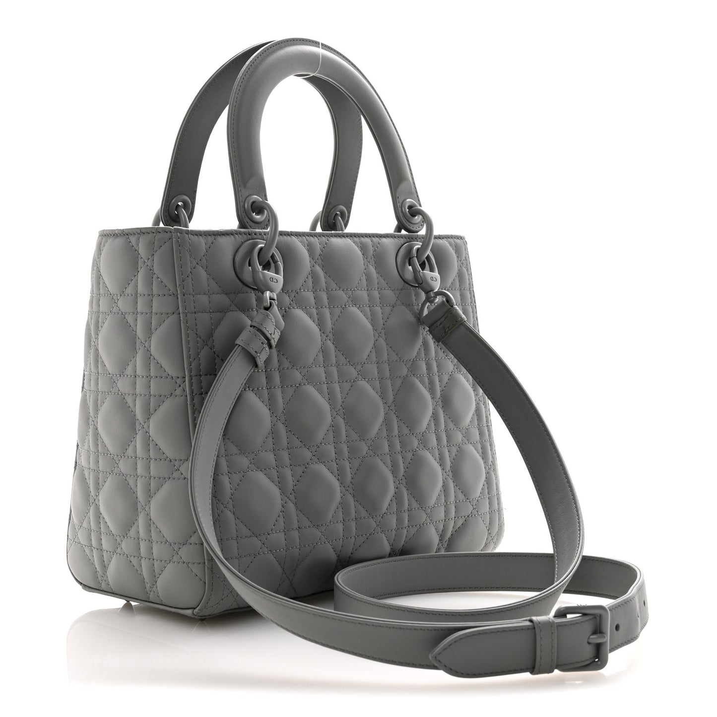 Ultra Matte Calfskin Cannage Medium Lady Dior Grey Stone