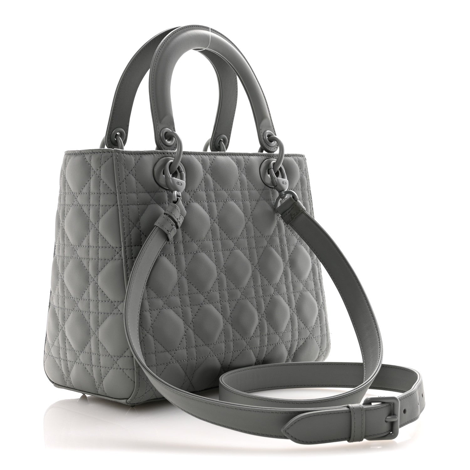 Christian Dior Ultra Matte Calfskin Cannage Medium Lady Dior Grey Stone 3 of 10