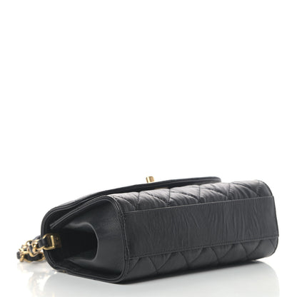 Chanel Crumpled Lambskin Quilted Mini CC Links Top Handle Flap Black 3 of 5