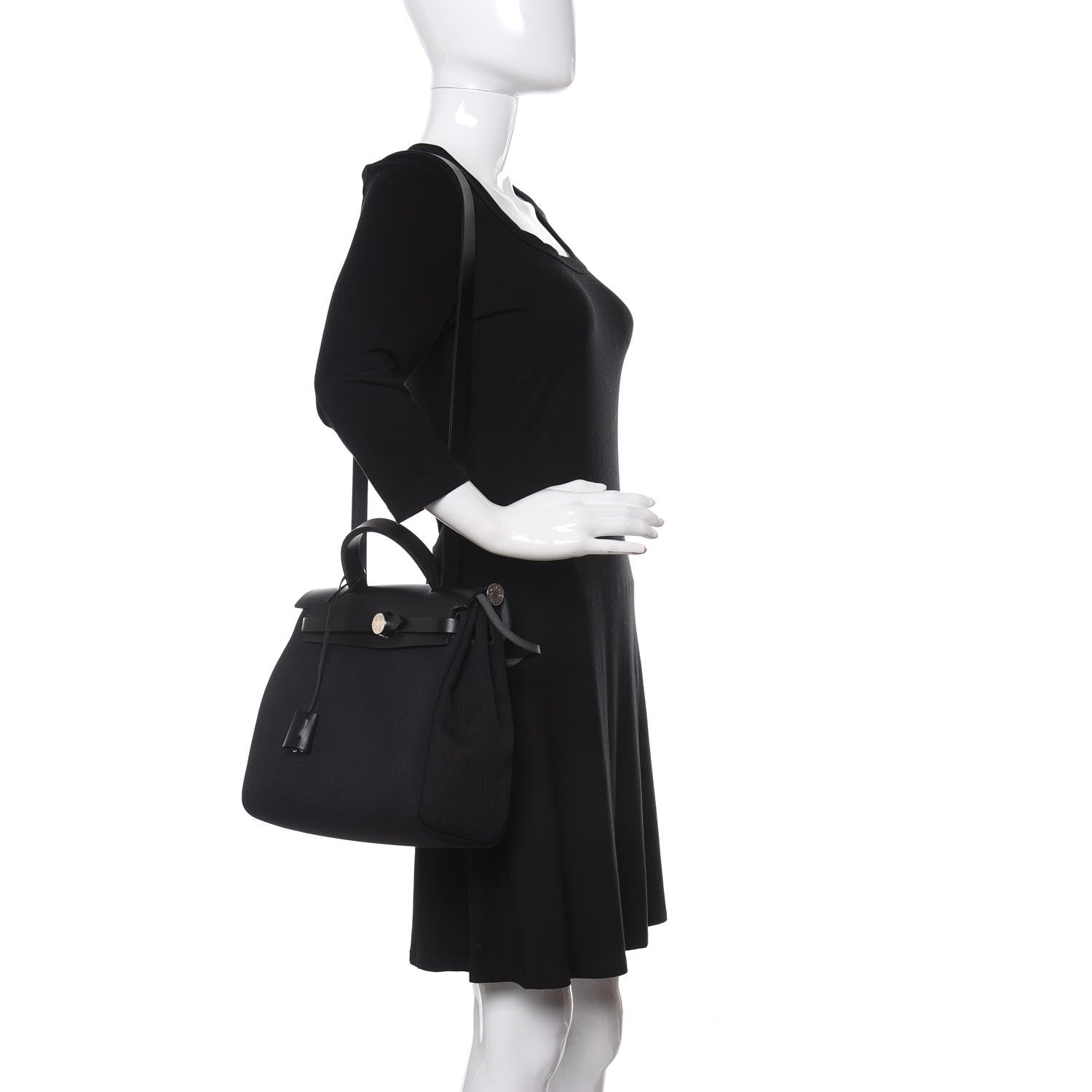 Hermes Military Toile Vache Hunter Herbag Zip PM 31 Black 2 of 12